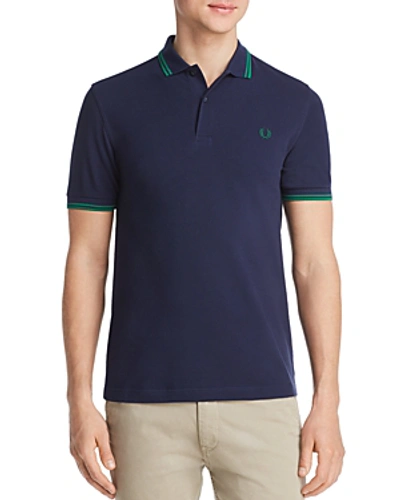 Shop Fred Perry Twin Tipped Slim Fit Polo In Carbon Blue