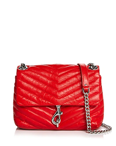 Shop Rebecca Minkoff Edie Quilted Leather Convertible Crossbody In Tomato/silver
