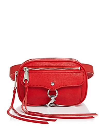 Shop Rebecca Minkoff Blythe Convertible Leather Belt Bag In Tomato Red/silver