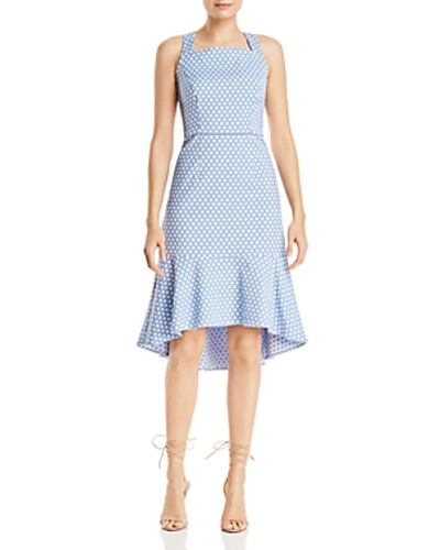 Shop Adrianna Papell Polka-dot Trumpet Dress In Sky