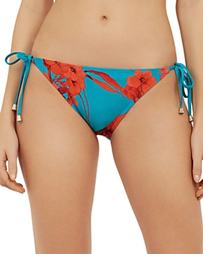 Shop Ted Baker Annala Fantasia Side-tie Bikini Bottom In Turquoise