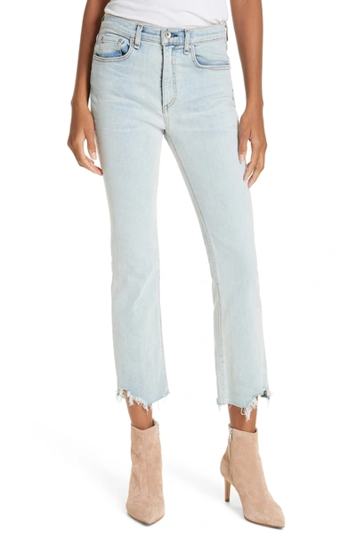 Shop Rag & Bone /jean Hana High Waist Destroyed Hem Ankle Bootcut Jeans In Clean Lynn