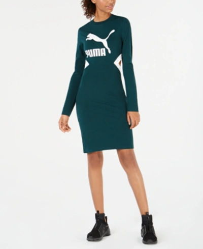 Shop Puma Classics Logo Bodycon Dress In Ponderosa Pine