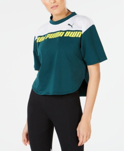 Shop Puma Drycell Colorblocked Cropped T-shirt In Ponderosa Pine