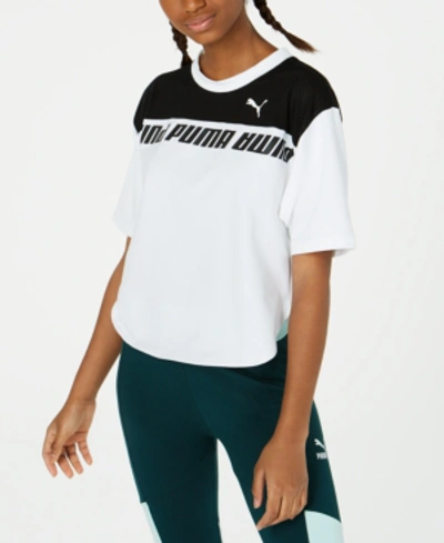 Shop Puma Drycell Colorblocked Cropped T-shirt In  White/black