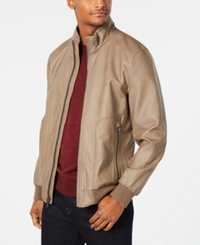 Calvin Klein Men's Faux-leather Jacket In Brown | ModeSens