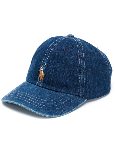 Shop Polo Ralph Lauren Denim Logo Baseball Cap - Blue