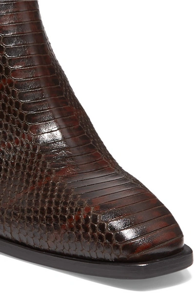 Shop Aeyde Leandra Python-effect Leather Ankle Boots In Chocolate