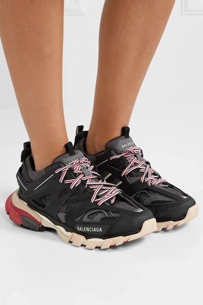 Shop Balenciaga Track Logo-detailed Mesh And Rubber Sneakers In Black