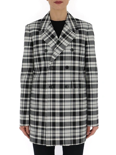 Shop Balenciaga Checked Double Breasted Jacket In Multi
