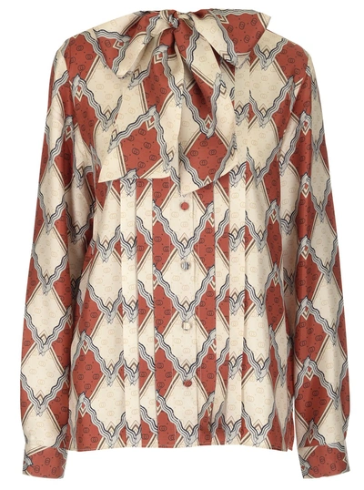 Shop Gucci Snake Print Blouse In Multi