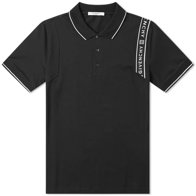 Shop Givenchy Tape Detail Polo In Black