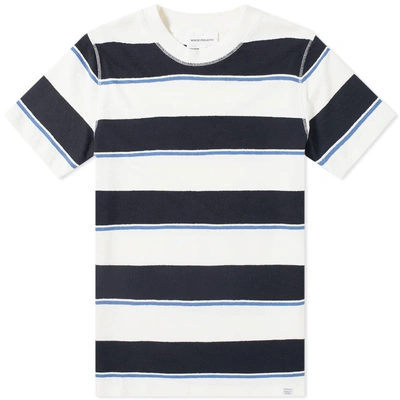 Shop Norse Projects Johannes Textured Stripe Tee In Blue