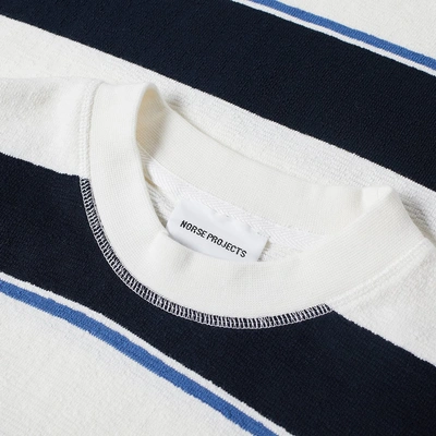 Shop Norse Projects Johannes Textured Stripe Tee In Blue