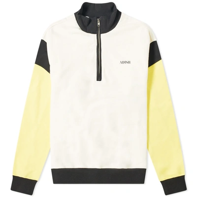 Shop Adish Quarter Zip Logo Sweat In Yellow