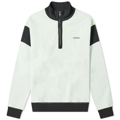 Shop Adish Quarter Zip Logo Sweat In Green