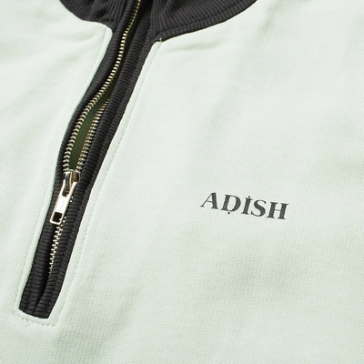 Shop Adish Quarter Zip Logo Sweat In Green