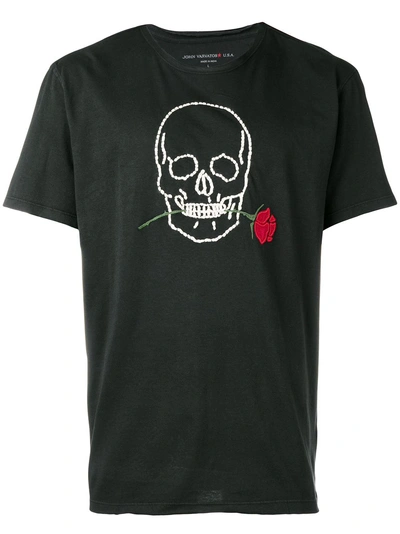 Shop John Varvatos Skull And Rose T-shirt - Black