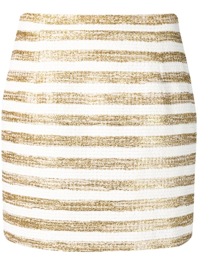 Shop Alessandra Rich Striped Mini Skirt - White