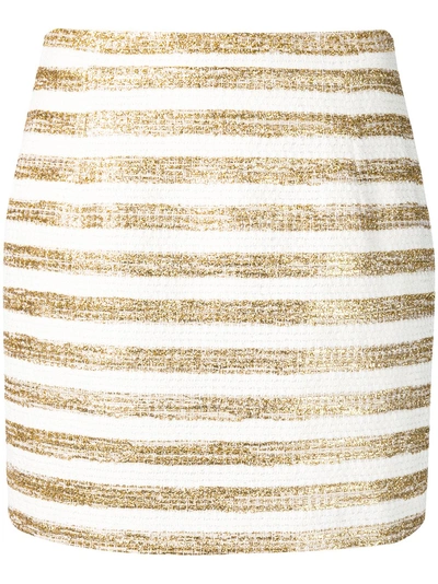 ALESSANDRA RICH STRIPED MINI SKIRT - 白色