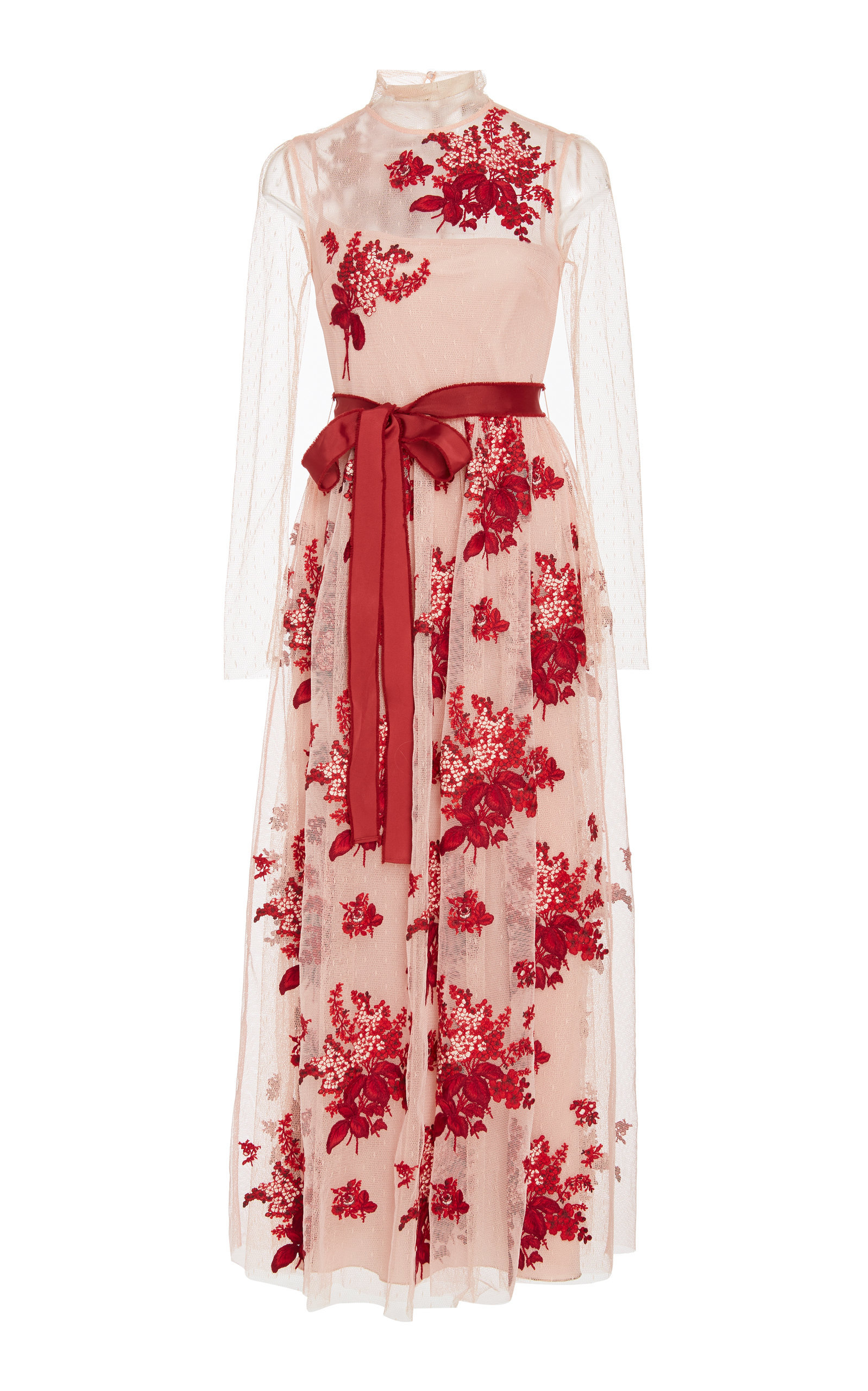 red valentino embroidered tulle dress
