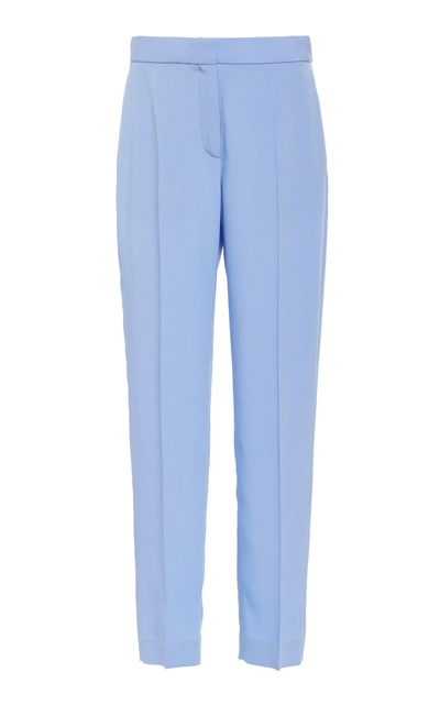 Shop Rosetta Getty Cropped Crepe Tapered Pants In Blue