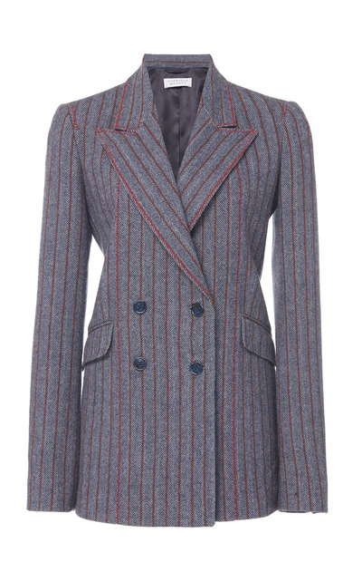 Shop Gabriela Hearst Angela Herringbone Pinstripe Wool And Cashmere Blend Blazer In Stripe