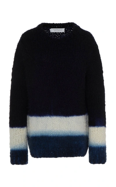 Shop Gabriela Hearst Lawrence Dip-dye Cashmere Intarsia-knit Sweater In Navy