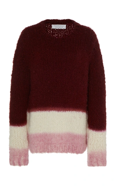 Shop Gabriela Hearst Lawrence Dip-dye Cashmere Intarsia-knit Sweater In Pink
