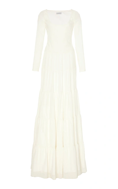 Shop Gabriela Hearst Slava Tiered Wool And Cashmere Blend Maxi Dress In White