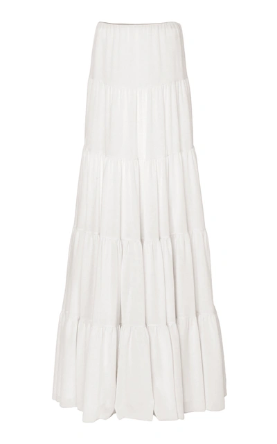 Shop Gabriela Hearst Mariela Wool And Cashmere Blend Tiered Maxi Skirt In White