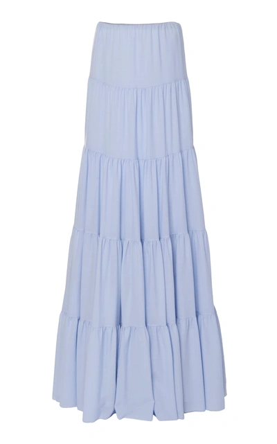 Shop Gabriela Hearst Mariela Wool And Cashmere Blend Tiered Maxi Skirt In Blue