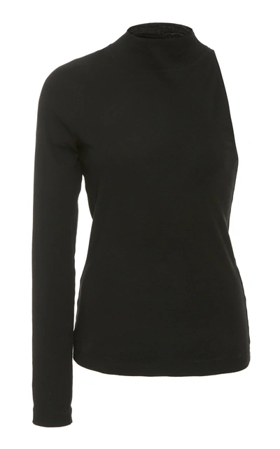 Shop Rosetta Getty Fitted One Sleeve Cotton Top In Black