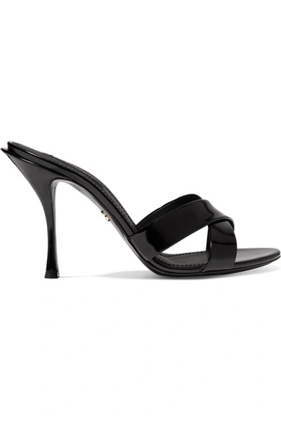 Shop Dolce & Gabbana Patent-leather Mules In Black