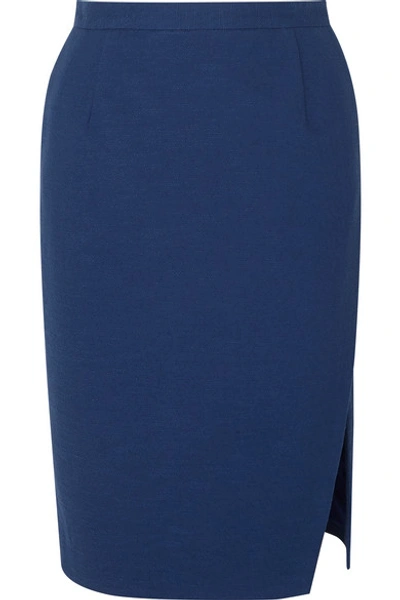 Shop Altuzarra Lancaster Cotton-blend Pencil Skirt In Blue