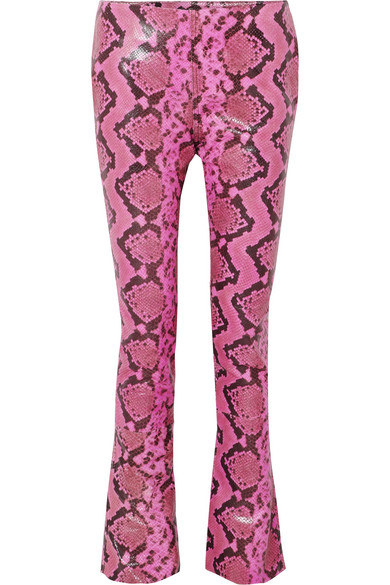 pink leather trousers