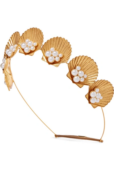 Shop Jennifer Behr Sirena Gold-tone Swarovski Pearl Headband