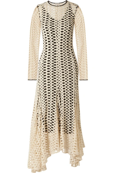 Shop By Malene Birger Dry Desert Satin-trimmed Cutout Jersey Maxi Dress In Cream