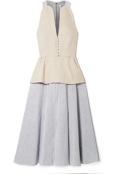 Shop Rosie Assoulin Layered Hemp And Cotton-poplin Midi Dress In Cream