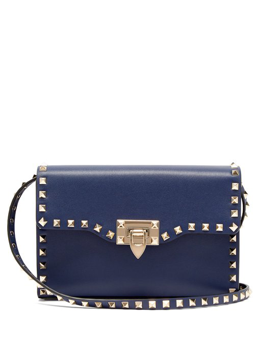 Valentino Garavani Rockstud Leather Cross-body Bag In Navy | ModeSens