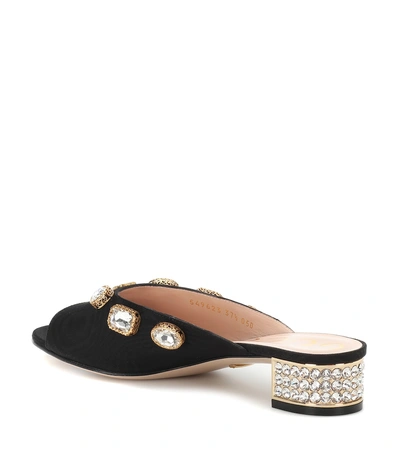 Shop Gucci Embellished Moire Sandals In Black