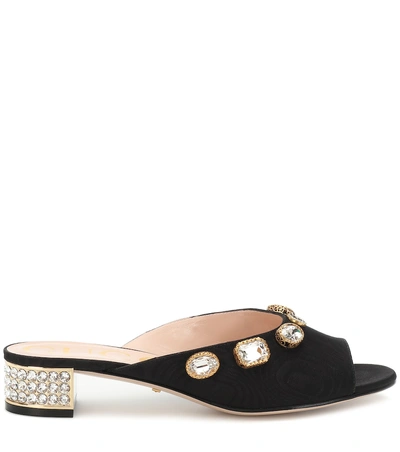 Shop Gucci Embellished Moire Sandals In Black