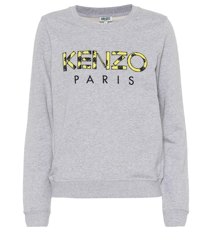 Shop Kenzo Embroidered Cotton Sweatshirt In Grey