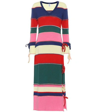 Shop Rosie Assoulin Striped Wool Knitted Midi Dress In Multicoloured