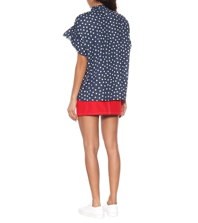 Shop A.p.c. Suzanne Polka-dot Cotton-blend Blouse In Blue