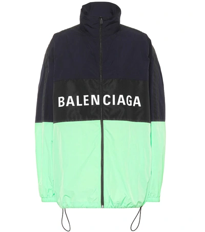 Balenciaga Logo Colorblock Windbreaker Jacket In Fluo Green | ModeSens