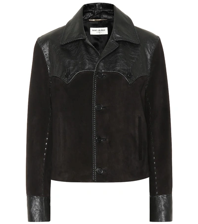 Shop Saint Laurent Suede Jacket In Black
