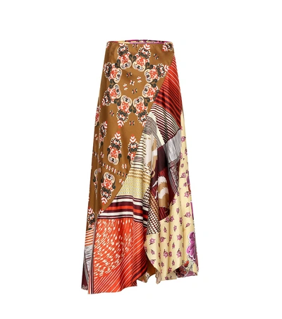 Shop Chloé Printed Silk Midi Skirt In Multicoloured