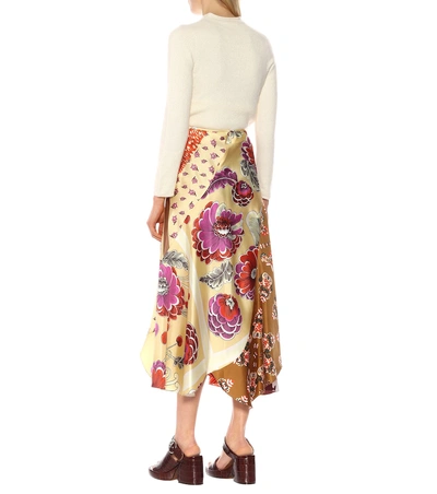 Shop Chloé Printed Silk Midi Skirt In Multicoloured