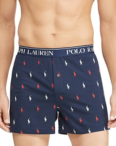 Shop Polo Ralph Lauren Patterned Boxers In Cruise Navy Pony